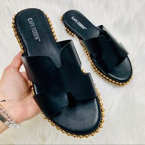 Black studded abstract sandal